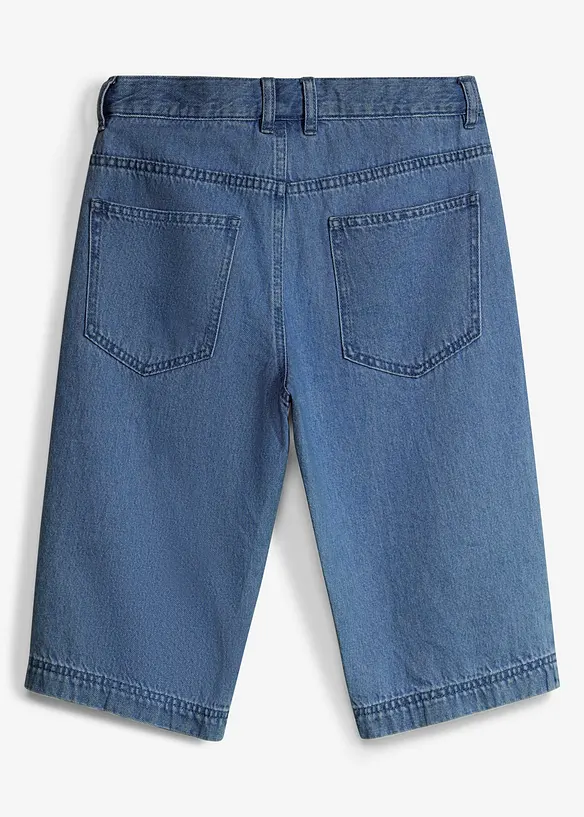 Bermuda di jeans lunghi con vita regolabile, loose fit, bonprix