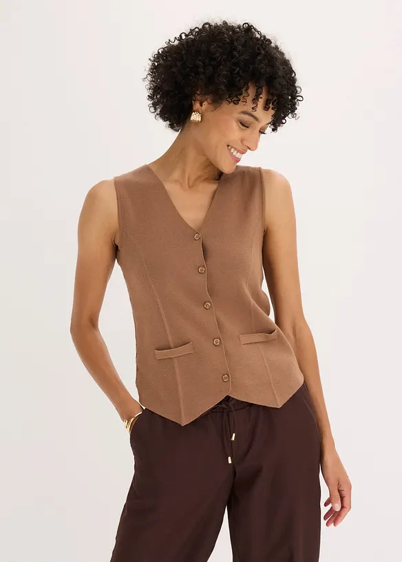 Gilet in maglia con motivo traforato dietro, bonprix