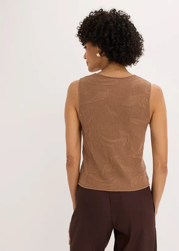 Gilet in maglia con motivo traforato dietro, bonprix