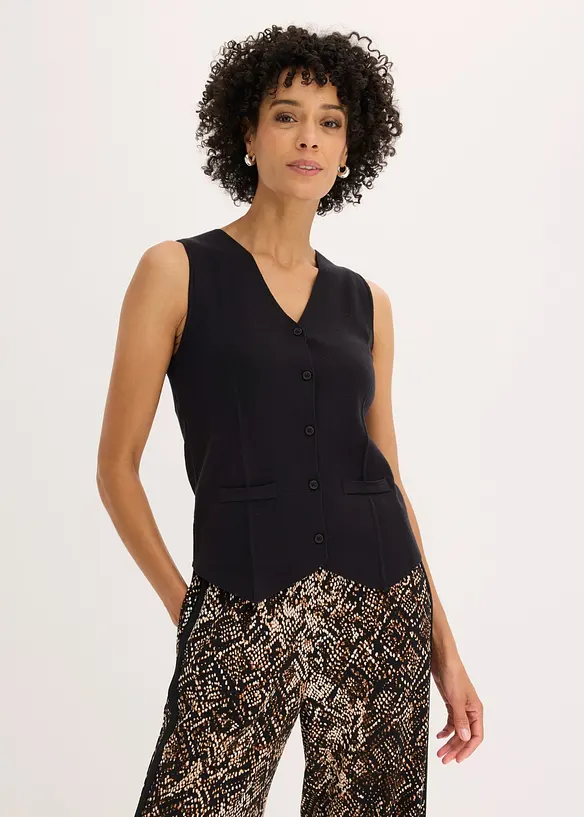 Gilet in maglia con motivo traforato dietro, bonprix