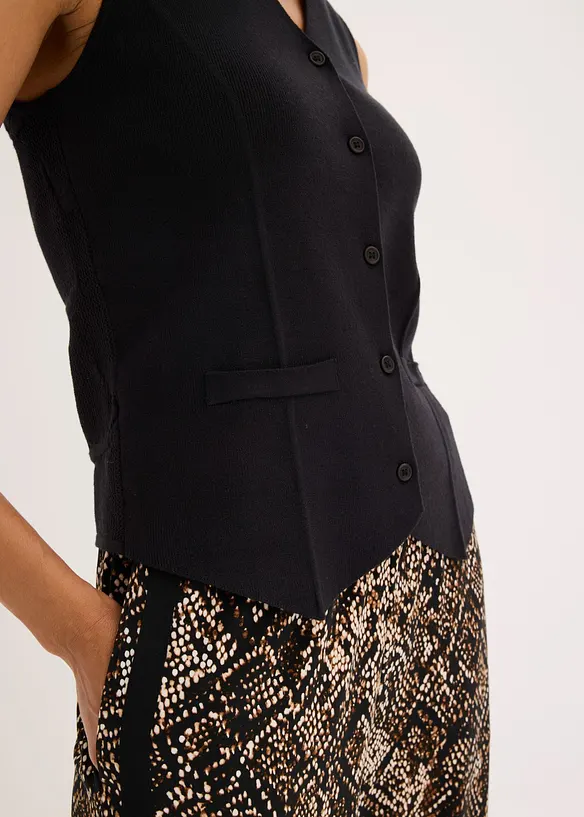 Gilet in maglia con motivo traforato dietro, bonprix