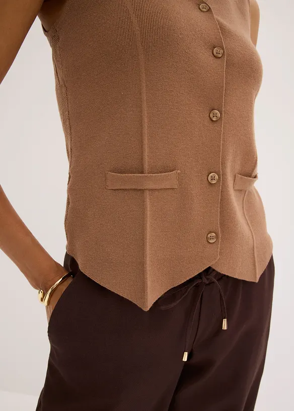 Gilet in maglia con motivo traforato dietro, bonprix
