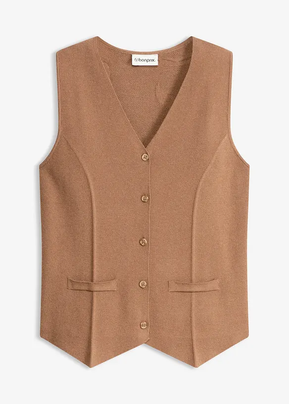 Gilet in maglia con motivo traforato dietro, bonprix