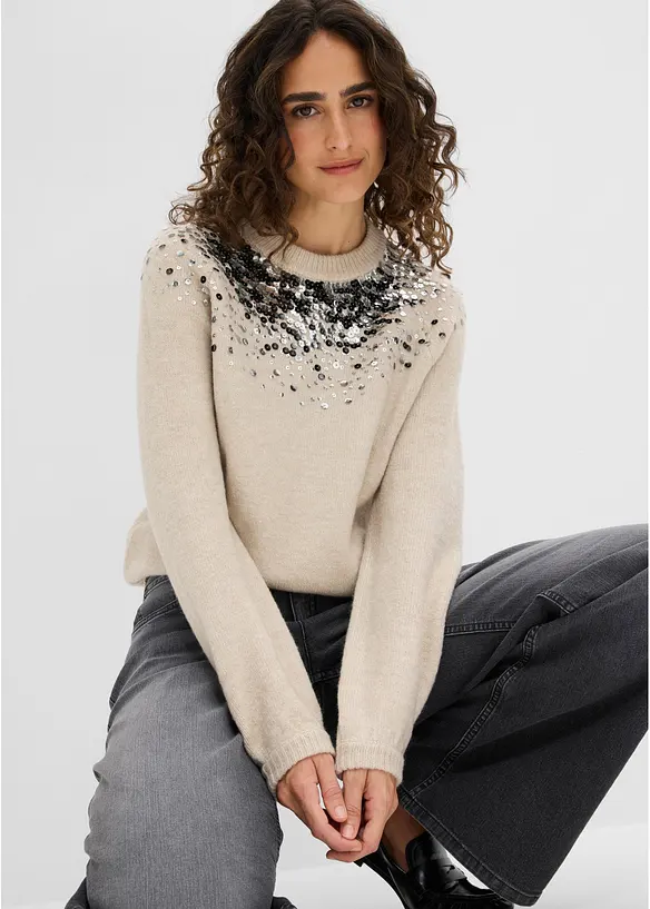 Maglione con paillettes colorate, bonprix