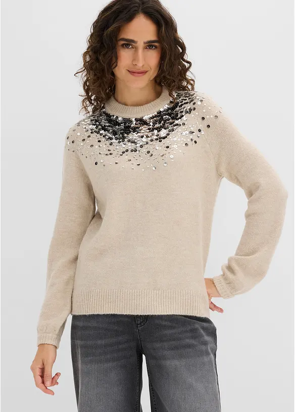 Maglione con paillettes colorate, bonprix