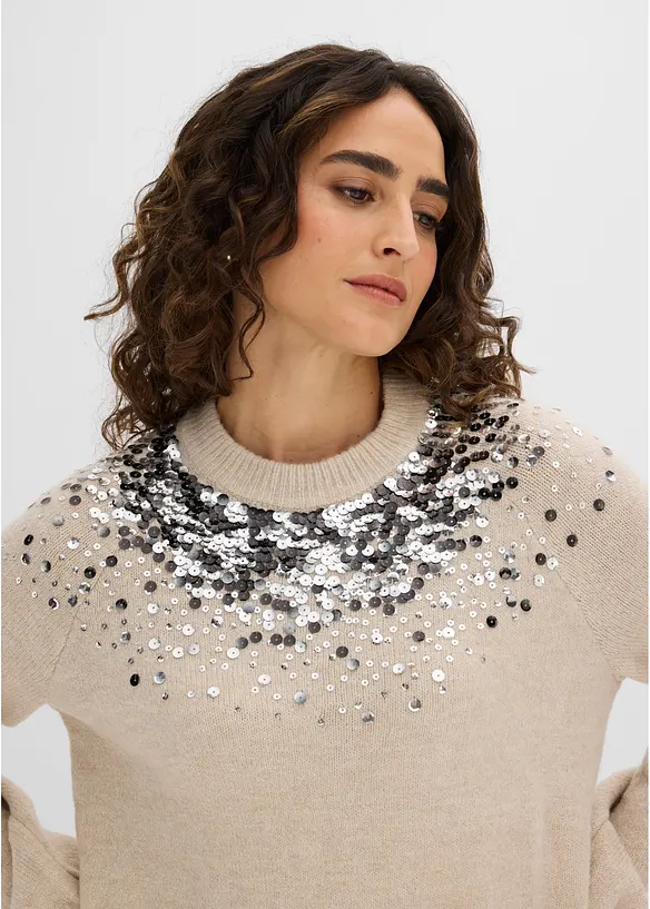Maglione con paillettes colorate, bonprix