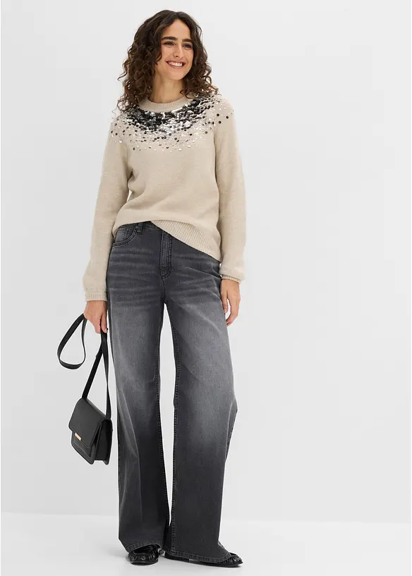 Maglione con paillettes colorate, bonprix