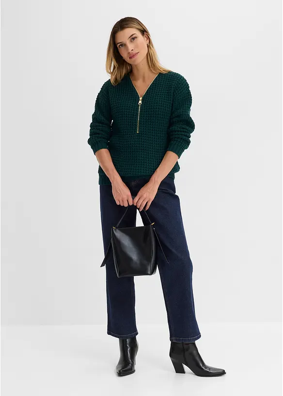 Maglione in filato grosso con cerniera, bonprix
