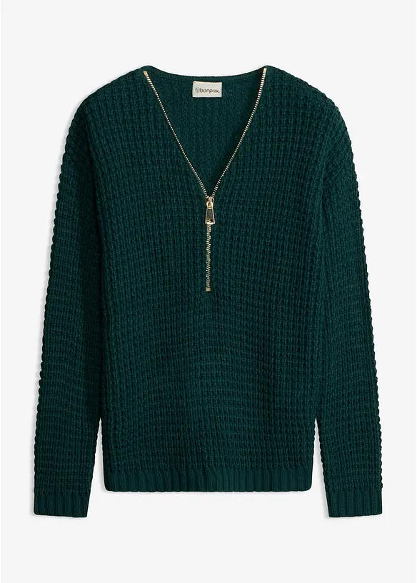 Maglione in filato grosso con cerniera, bonprix