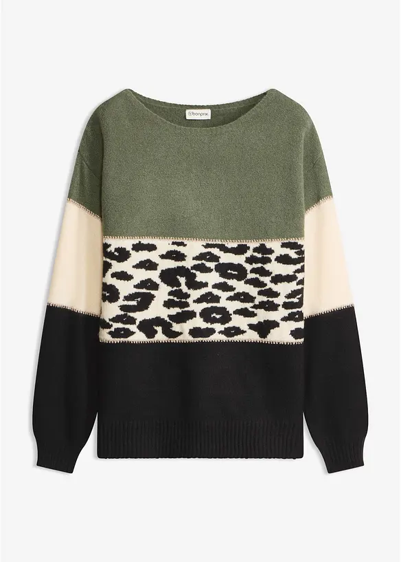 Maglione oversize con scollo a barca, bonprix