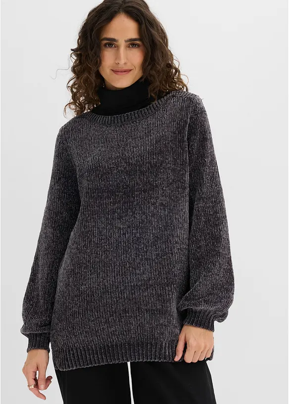 Maglione lungo in ciniglia, bonprix