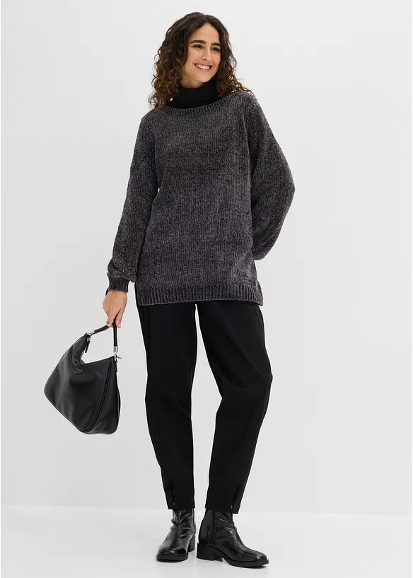 Maglione lungo in ciniglia, bonprix