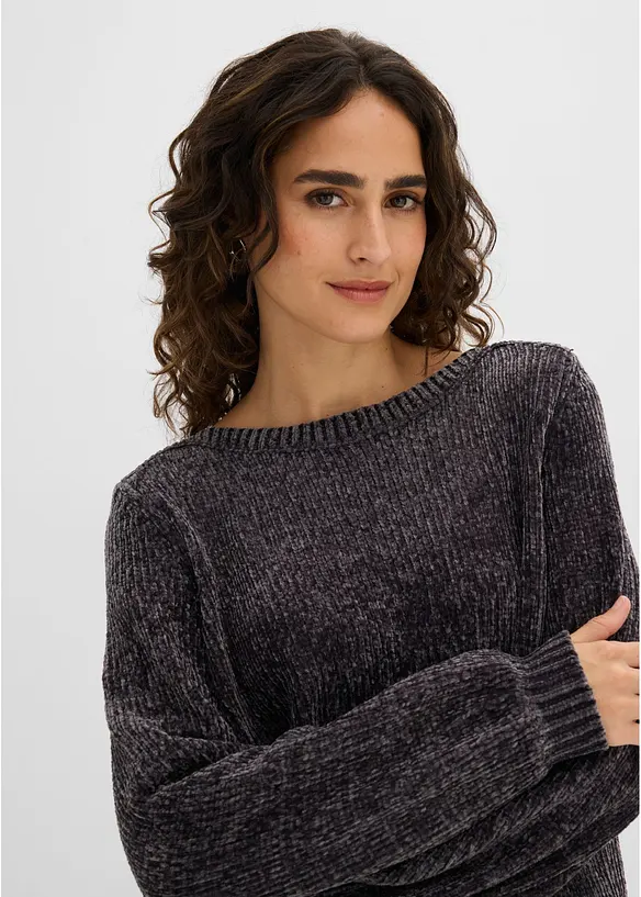 Maglione lungo in ciniglia, bonprix