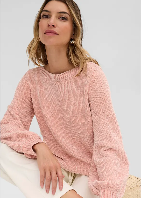 Maglione lungo in ciniglia, bonprix