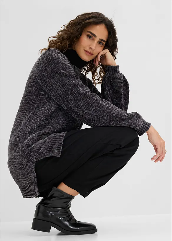 Maglione lungo in ciniglia, bonprix