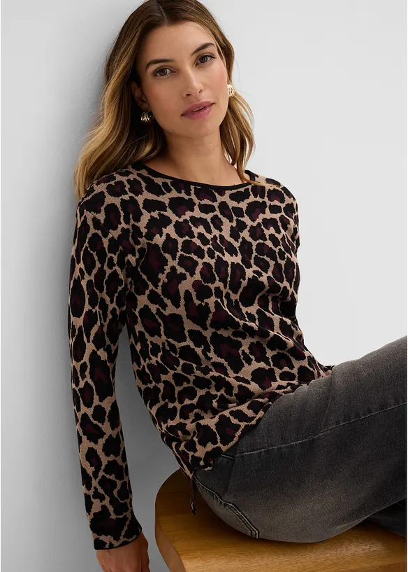 Maglione in filato fine con motivo jacquard, bonprix