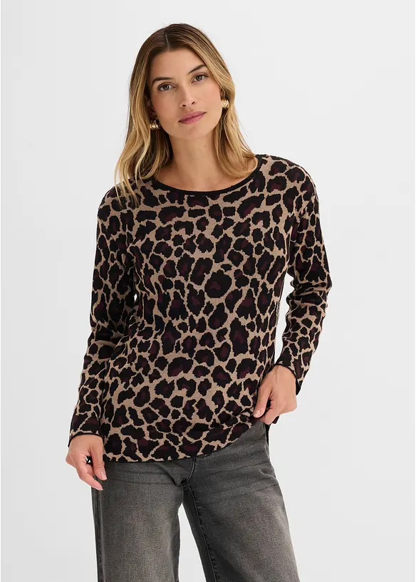 Maglione in filato fine con motivo jacquard, bonprix