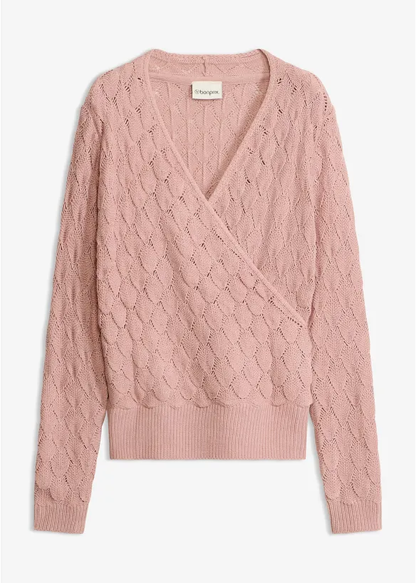 Maglione traforato con effetto a portafoglio, bonprix