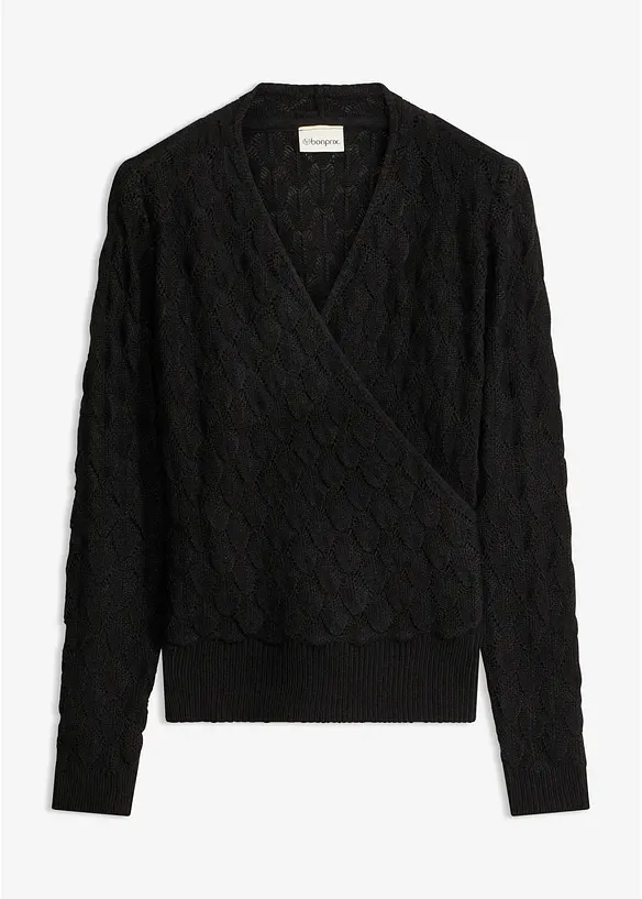 Maglione traforato con effetto a portafoglio, bonprix