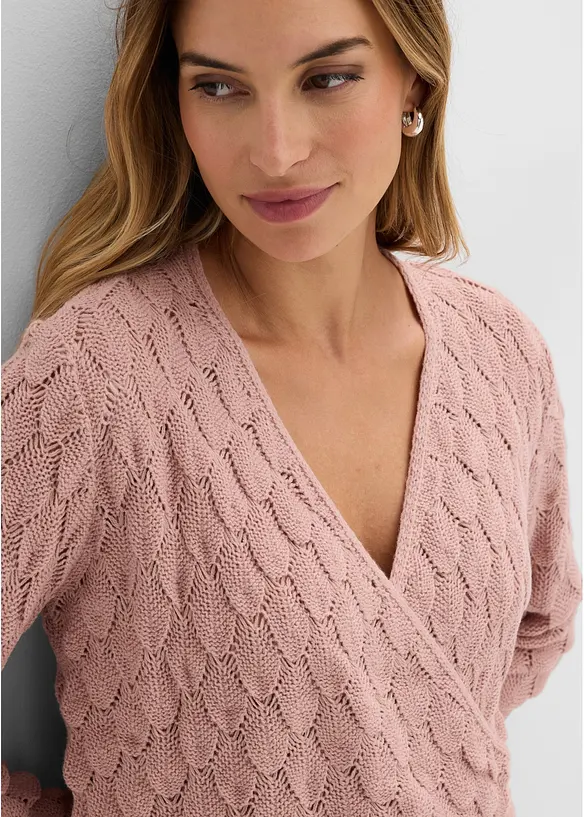 Maglione traforato con effetto a portafoglio, bonprix