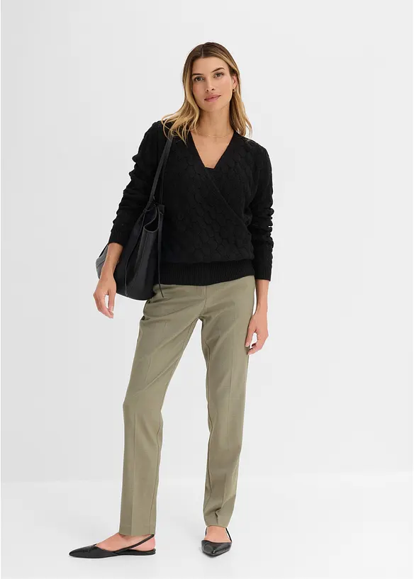 Maglione traforato con effetto a portafoglio, bonprix