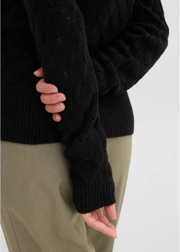 Maglione traforato con effetto a portafoglio, bonprix