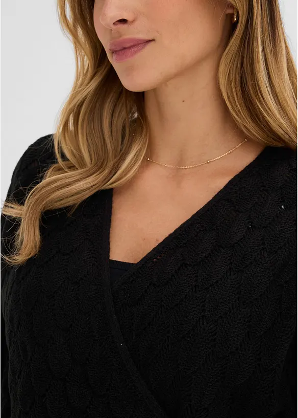 Maglione traforato con effetto a portafoglio, bonprix