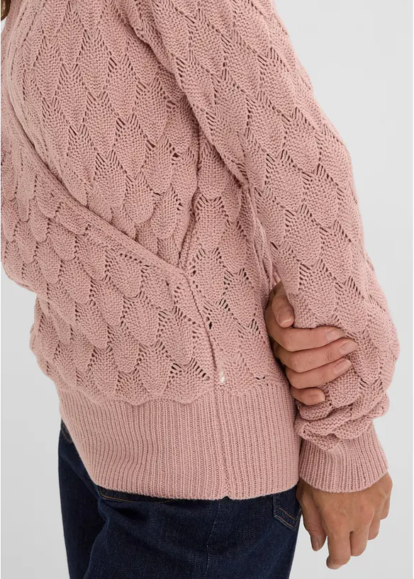 Maglione traforato con effetto a portafoglio, bonprix
