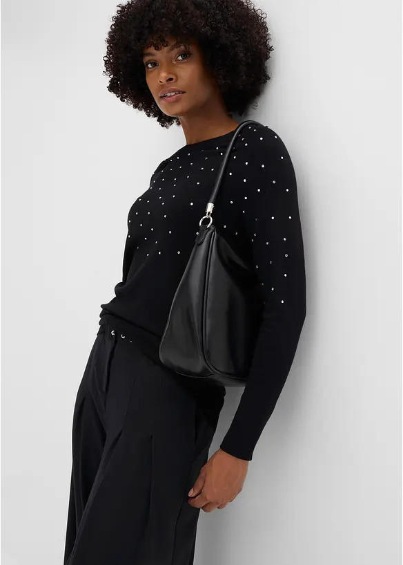 Maglione lungo con strass, bonprix