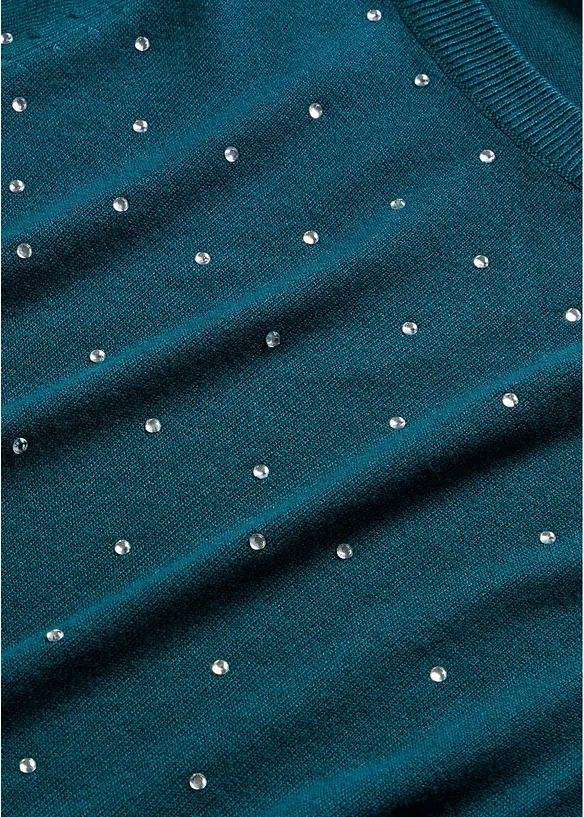 Maglione lungo con strass, bonprix