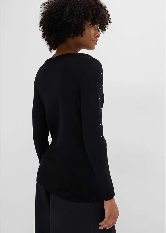Maglione lungo con strass, bonprix