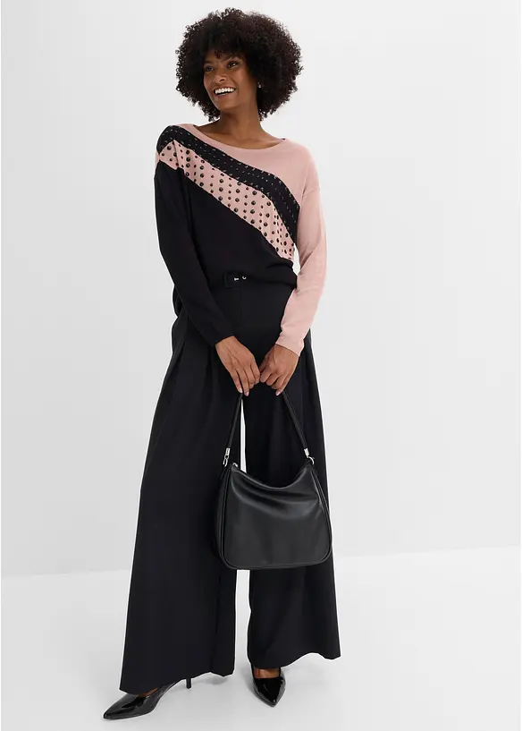 Maglione lungo con applicazione, bonprix
