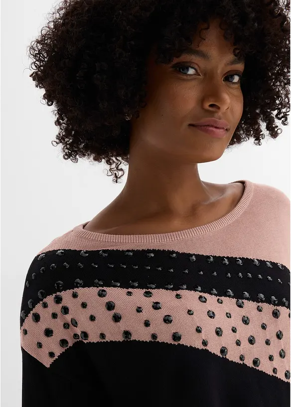 Maglione lungo con applicazione, bonprix