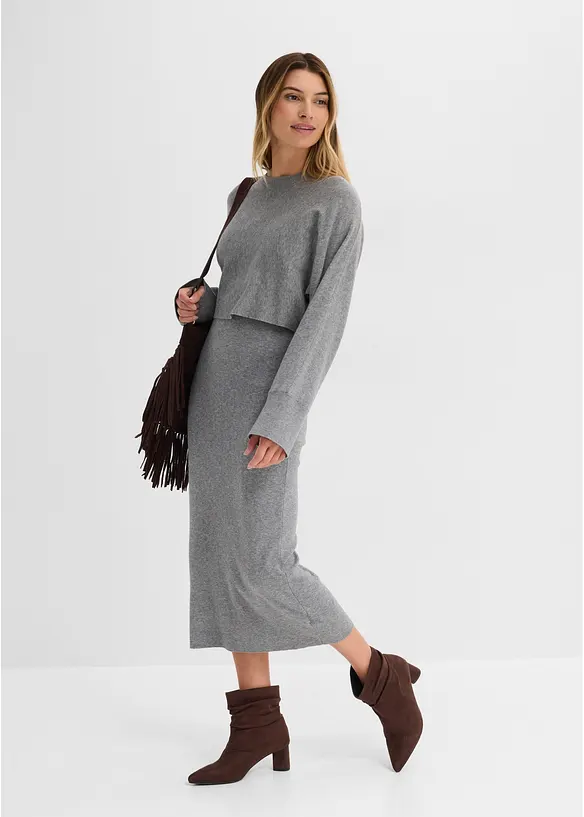 Abito in maglia e maglione abbinato (set 2 pezzi), bonprix