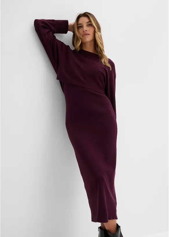 Abito in maglia e maglione abbinato (set 2 pezzi), bonprix