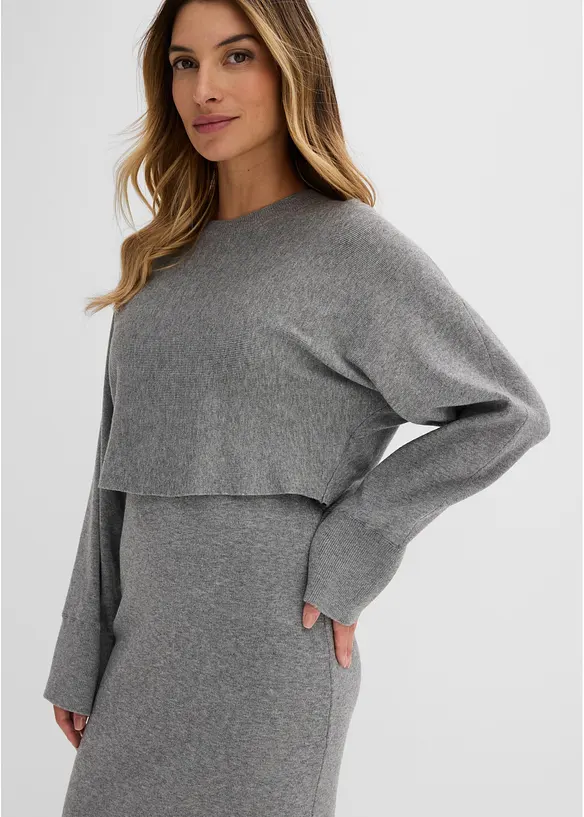 Abito in maglia e maglione abbinato (set 2 pezzi), bonprix