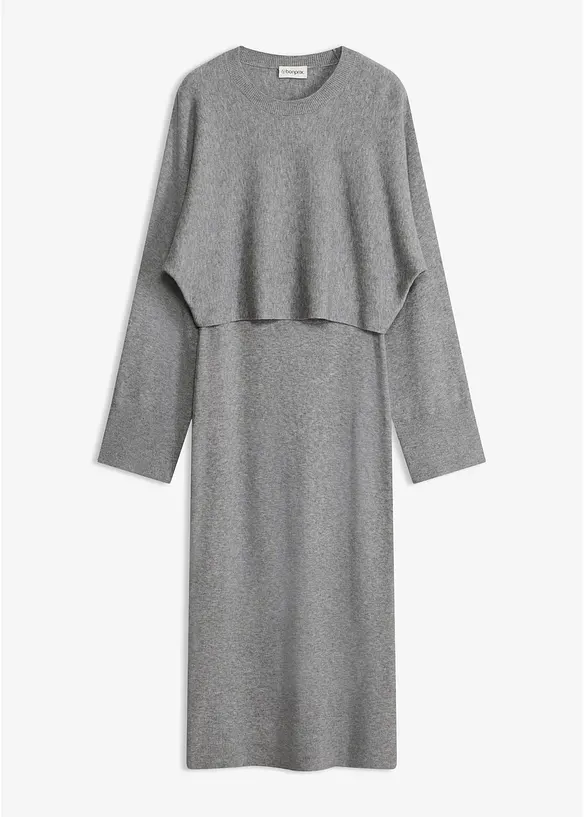 Abito in maglia e maglione abbinato (set 2 pezzi), bonprix