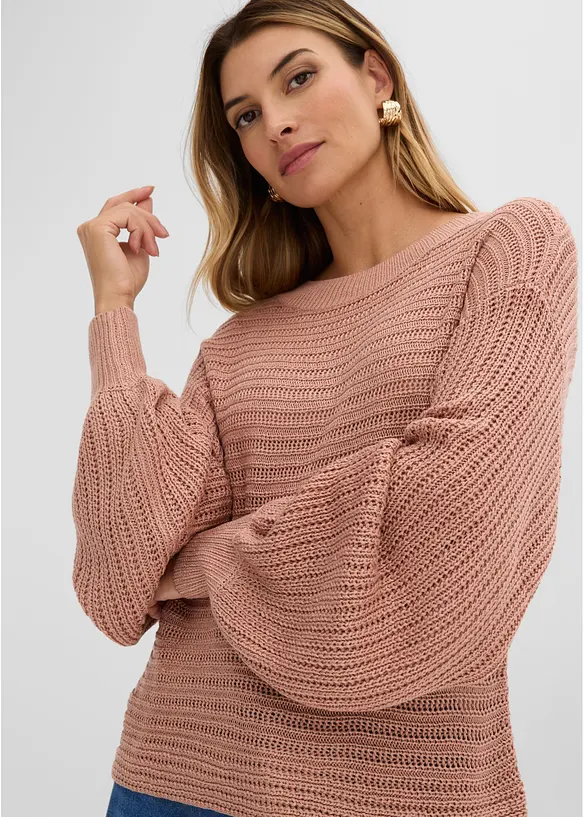 Maglione traforato oversize, bonprix