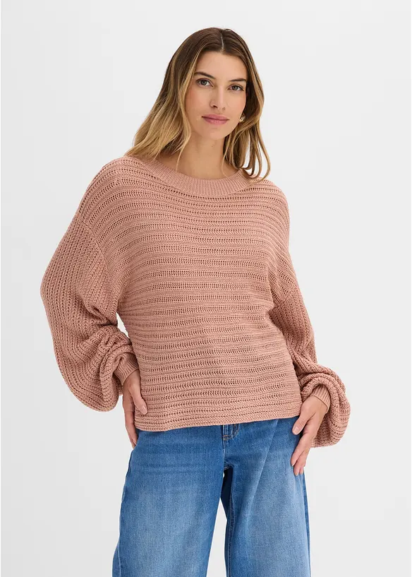 Maglione traforato oversize, bonprix