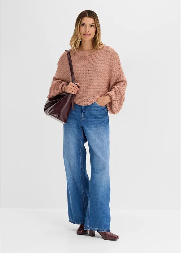 Maglione traforato oversize, bonprix