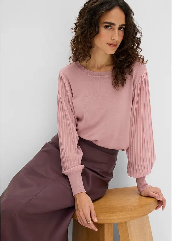 Maglione in filato fine di misto viscosa morbido, bonprix
