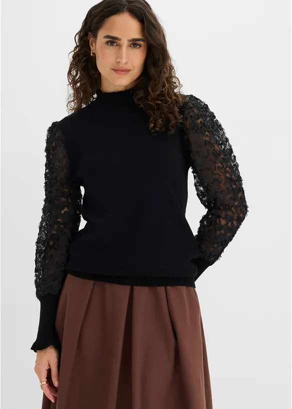 Maglione a collo alto in misto viscosa morbido, bonprix