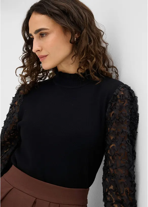 Maglione a collo alto in misto viscosa morbido, bonprix