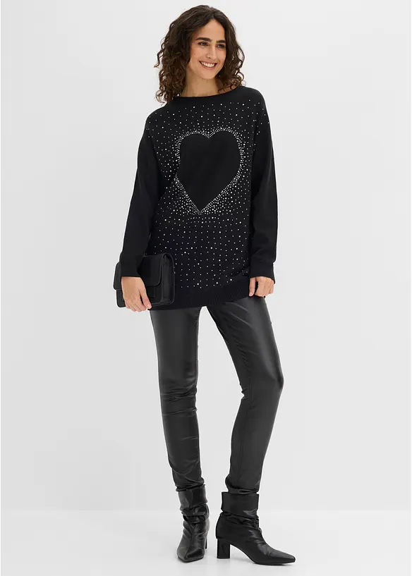 Maglione lungo in misto cotone, bonprix