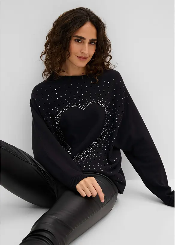 Maglione lungo in misto cotone, bonprix