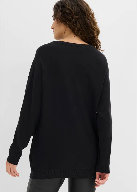 Maglione lungo in misto cotone, bonprix