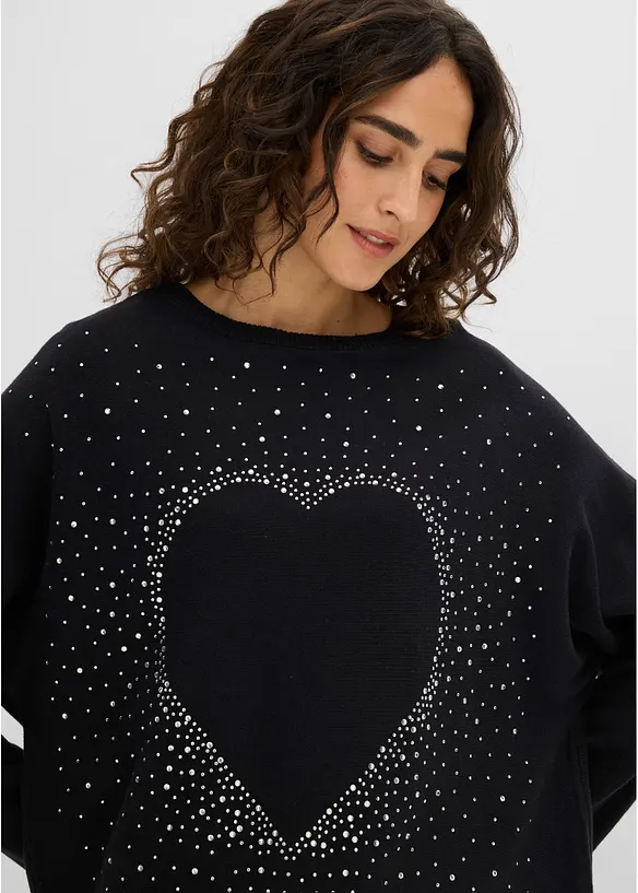 Maglione lungo in misto cotone, bonprix