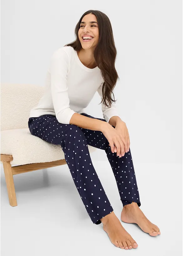 Pantaloni da pigiama lunghi in puro cotone (pacco da 2), bonprix