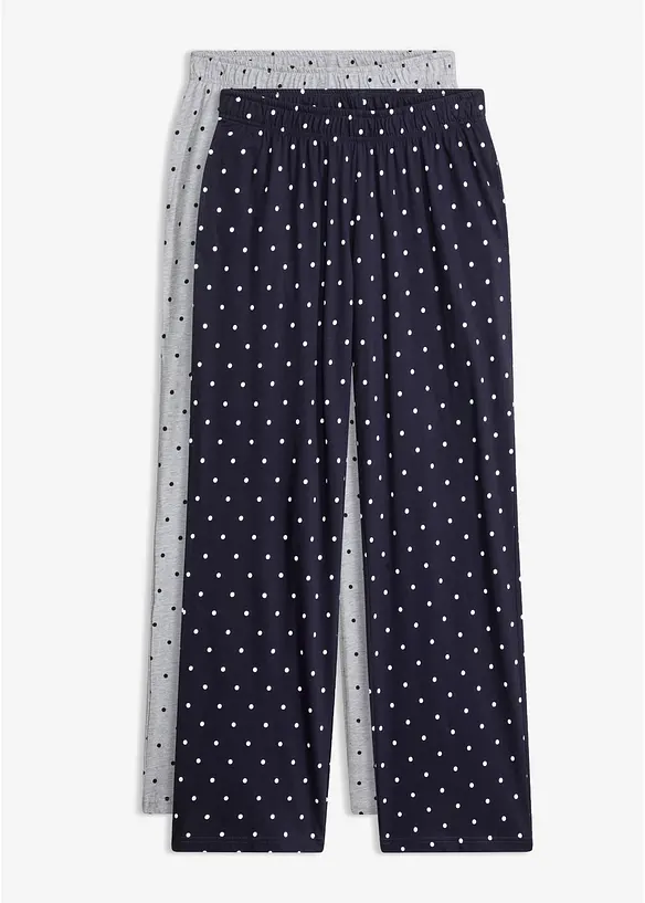Pantaloni da pigiama lunghi in puro cotone (pacco da 2), bonprix