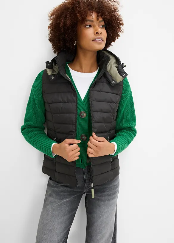 Gilet trapuntato con cappuccio, bonprix